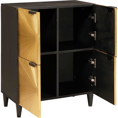 Maison Exclusive - Mobile laterale con archiviazione Nero e Oro 60 x 33,5 x 75 cm (1/5)