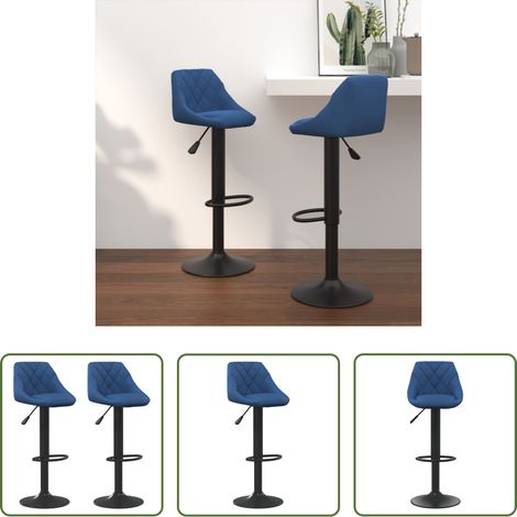 Tabouret de bar - Tabourets de bar lot de 2 bleu velours (1/5)
