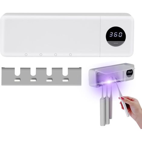 Porte-brosse à dents mural UV avec écran numérique, support de brosse à dents à séchage à l'air pour salle de bain, décoration maison et camping-car (1/5)
