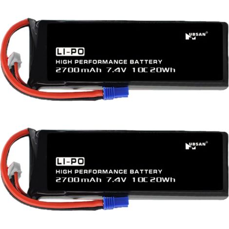 7,4 V 2700 mAh 20 Wh 10 C Batterie pour Hubsan X4 H501S H501C H501A H501M Quad Accessoires Drone Batterie (2 pièces) (1/5)