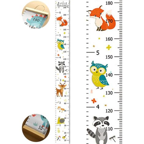 Wand-Höhenmesslatte für Kinder, Cartoon-Design, Leinwand, 200 x 20 cm, misst die Höhe im Schlafzimmer