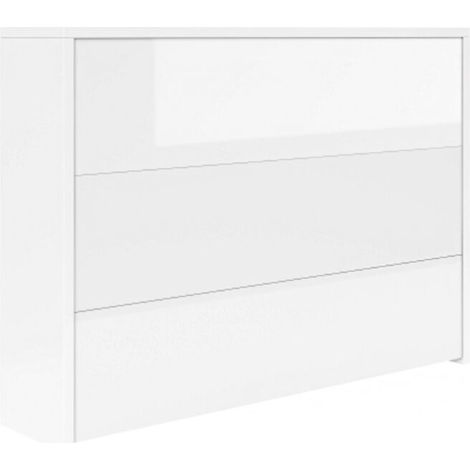 Faltbarer Schreibtisch mit Rollen & Wireless Charger–Weiß Hochglanz–2-in-1 Sideboard & Arbeitsplatz,115×27×93 cm geschlossen, 95×51 cm Tischfläche, mit Regal & Anti-Kipp,Rollen mit Bremse-Schreibtisch