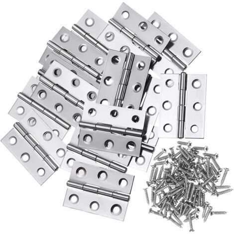 20pcs Stainless Steel Hinges,Door Hinge,Flat Folding Hinge Holes,Cabinet Drawer Hinge,Window Hinge Connectors,Silver Box Cabinet Hinge,with V (1/5)