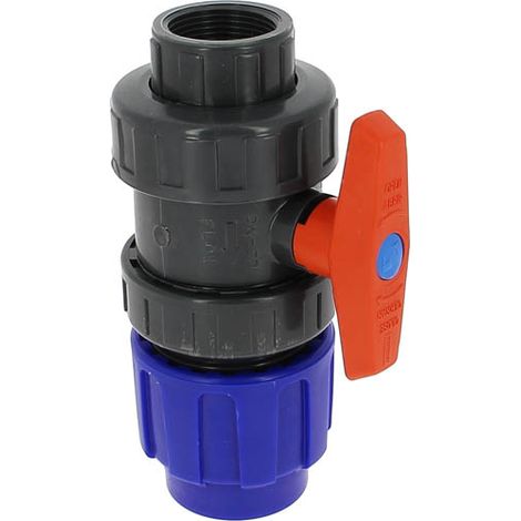Vanne plastique 1/4 tour femelle 33-42 compression Ø40