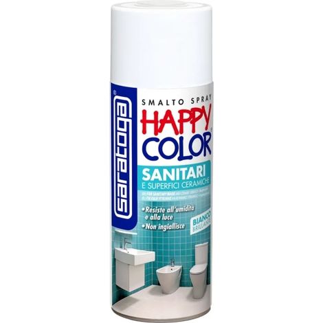 Smalto spray Happy Color Sanitari e Superfici ceramiche bianco brillante 400 ml SARATOGA