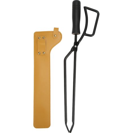 Pinces Pour Cheminée - Acier Inoxydable - Longueur 32 Cm - Poignée Bois - Avec Étui De Protection - 1 Pièce (1/5)