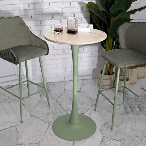 Mesa Fija Leh, 2 Plazas, Forma Redonda, Estructura Color Crema, 60x60x106h cm Blanco Crema (1/5)