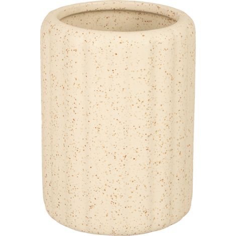 Taza de cer谩mica para cepillo de dientes de ba帽o color crema KENIA (1/3)