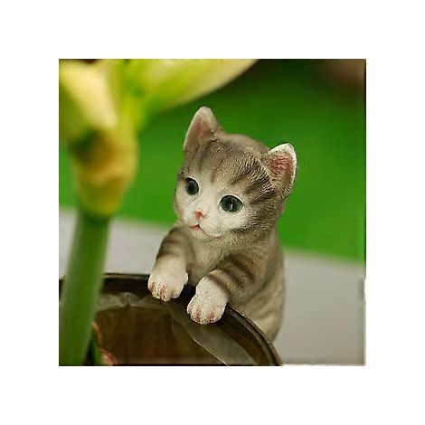 SZTXJ Ornement de jardin extérieur, sculpture animale, statue de chat mignon pour jardin, pelouse, jardinière, décoration intérieure, cadeau (1/5)