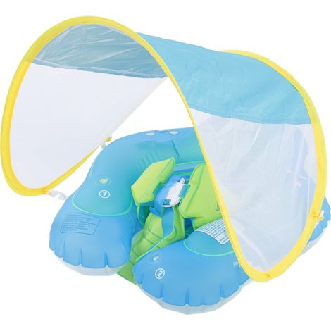 Bouée pour bébé avec pare-soleil amovible, cercle de natation pour enfants, taille XL (diamètre intérieur 19 cm) (1/5)