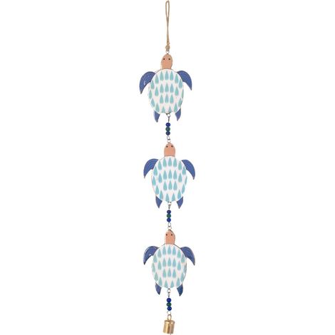 Mobile 3 tartarughe in legno blu con campanella 74 cm (1/5)