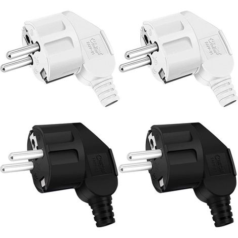 250v Fiche Electrique 4 Pièces Prise De Contact De Protection Prise De Contact Avec Terre Fiches De Contact De Protection 16a / 250v Pour Câble 8-10mm, Ip20 Pour Usage Intérieur, Noir/Blanc (1/5)