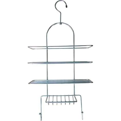 MSV Mensola da doccia cromata in legno 25x53x11 cm
