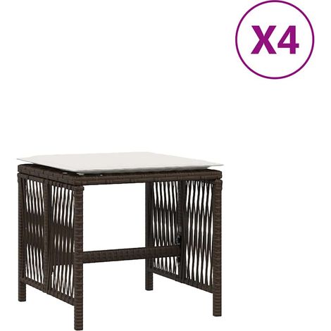Tabourets de jardin,Repose-pied et coussins lot de 4 marron résine tressée CFW76521 (1/5)