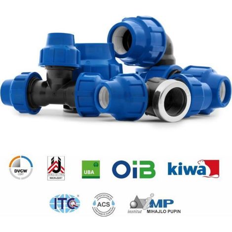 Raccord en T 25x25x25 mm compression PN16 pour tuyau PE80/PE100 (1/5)