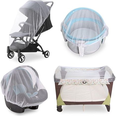 Moustiquaire pour bébé (lot de 4) - Blanc - Réutilisable - Convient aux poussettes, berceaux, parcs et mini-lits de voyage. Moustiquaire portable et résistante (moustiquaire seule) (1/5)