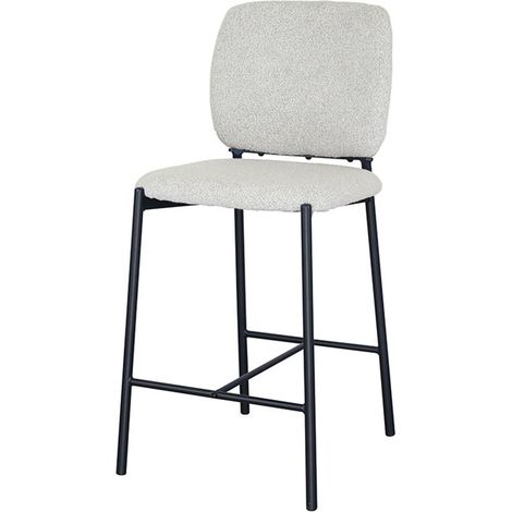 Sedia da bancone RITA – Tessuto beige – Gambe in metallo nero – Altezza 99 cm – Stile design/industriale