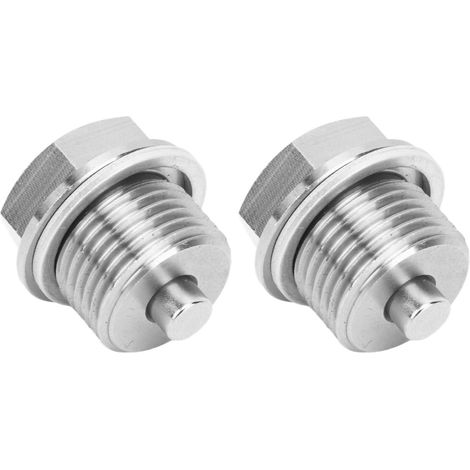 1 paire de bouchon de vidange magnétique en acier inoxydable + 2 rondelles, écrou de carter d’huile de rechange pour GM KIA CRV Pilot (1/5)