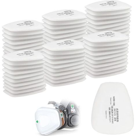 Pack of 60 3M cotton filters, full face mask filter, 5n11 CN insert filter, cotton filter for 6000, 6200, 6800, 7501, 7502, FF402 filters (white) (1/5)