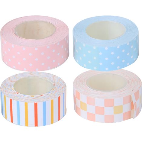 1 rouleau Ruban d'étiquettes laminées, 15 x 4000 mm, PET résistant, couleurs vives (tricolore + bleu menthe + rose + quadrillage rose), pour étiqueteuse LR5C (1/5)