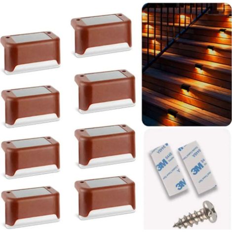 Luces solares LED para vallas, lámparas de pared, luces de jardín, lámparas de escaleras para exteriores