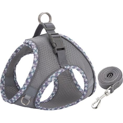 Arnés para gatos，Arnés para perros pequeños，Arnés ajustable para gatos，Chaleco reflectante transpirable a cuadros (1/5)