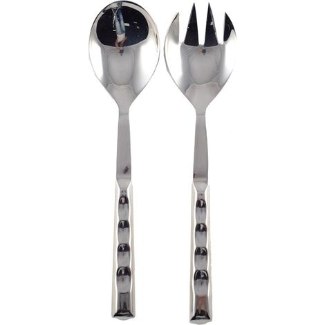 Couverts à Salade en Acier Argenté pour Service de Table Moderne et Élégant 28,5 cm - PANGIVO (1/3)