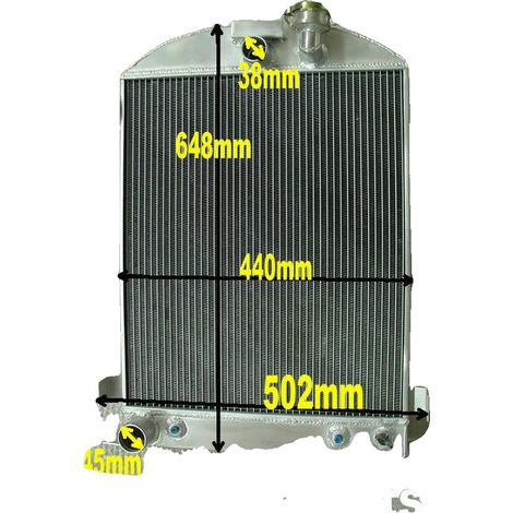 Radiatore in alluminio, 32 pollici di larghezza, 3 file, compatibile con i modelli Ford Hi-Boy del 1932, efficienza di raffreddamento migliorata, struttura leggera. (1/5)