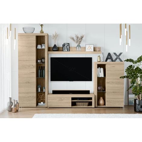 AX LIVING Spacoro Wohnwand Sonoma Eiche Wohnzimmerschrank 270 cm