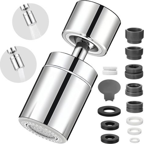 x 360° Rotating Faucet Aerator, Stainless Steel, 2 Spray Modes, M22 M24 G1/2 Adapter, Kitchen Bathroom (1/5)