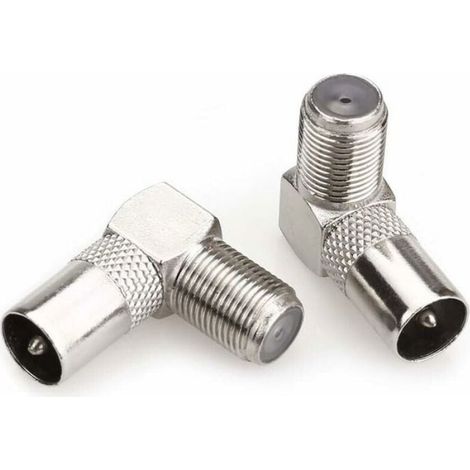Prise d'antenne TV mâle coaxiale vers Prise F Adaptateur Angle Droit de 90 degrés, Câble coaxial pour antenne TV Connecteurs F Adapt (1/5)