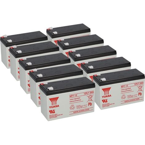 10x Yuasa Blei-Akku NP7-12 Pb 12V 7Ah VdS, Faston 4,8mm (1/5)