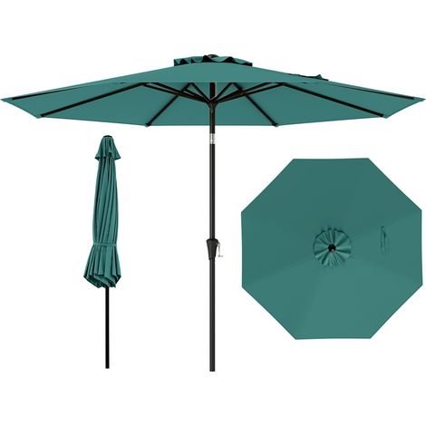 Grüner Terrassenschirm, 303 cm, Kurbelverstellung, wetterfest