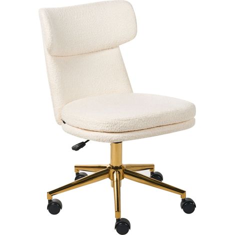 Schreibtischstuhl GRANBY Bouclé Cremeweiß
