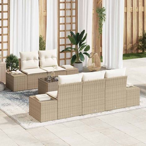 Sofa Set mit Kissen Beige Poly Rattan vidaXL (1/5)