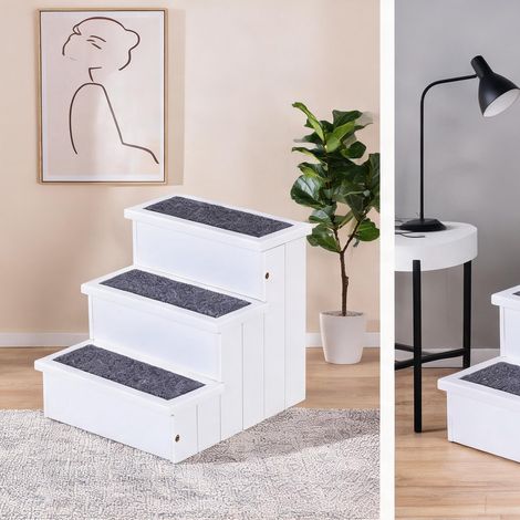 3 marches 40,5 cm pour animaux avec espace de rangement en bois (1/5)