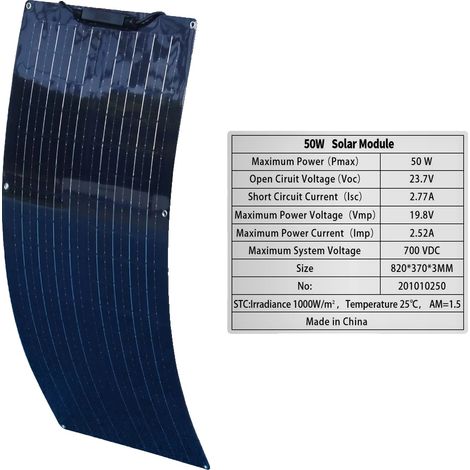 Panneau Solaire, Haute Efficacité, Design Compact, 19.8V 50W (1/2)