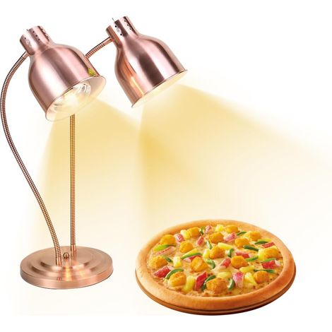 Lampe chauffante de cuisine - 250 W - Lampe infrarouge - Double tête - Autonome - Pour buffets, salle à manger, hôtels, commerciaux, maintien au chaud des aliments (or rose) (1/5)