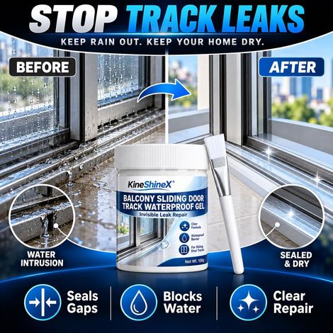 KineShineX transparent invisible leak-proof repair gel for balcony sliding door tracks. (1/4)