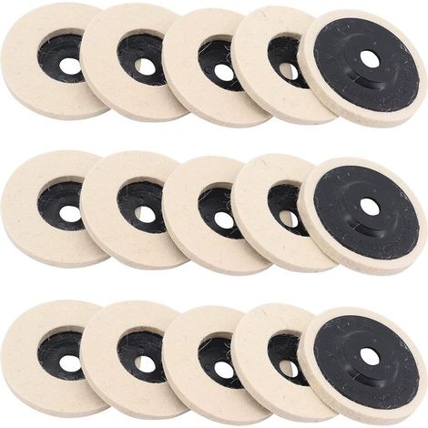 Disque de Polissage, 15 Pcs 4 Pouce 100mm Laine Disque de Polissage pour Meuleuse d'angle (1/4)
