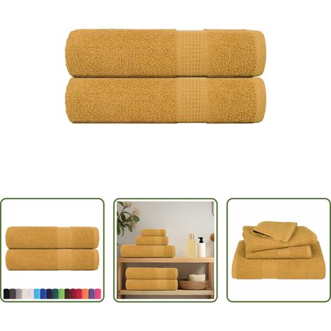 Baumwolle - Handtücher FROGN 2 Stk. Gold 50x100 cm 360 g/m² (1/5)