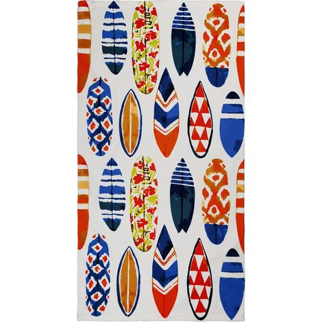 1 serviette de plage, microfibre, 75 x 150 cm, motif tropical, ultra absorbante, pliable (1/5)