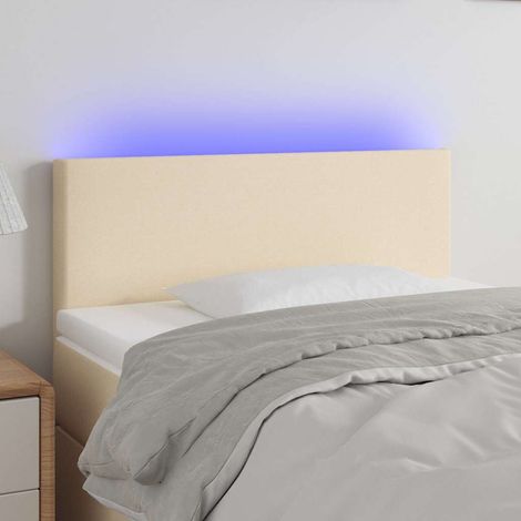 Tête de lit LED en tissu crème avec bande lumineuse réglable 90 x 5 x 78/88 cm - PANGIVO (1/5)