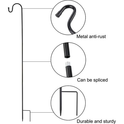 Tige de support en fer ajustable 120cm noir pour décorations de jardin et lampes - Mano (1/4)