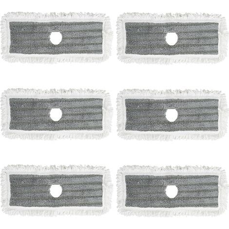 Set of 6 Mop Pads, Mixed Microfiber, Washable and Reusable, Loop Fastening, For Tile and Parquet Floors (1/4)