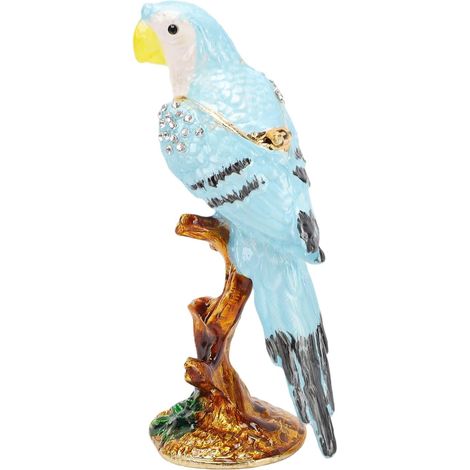 Hand-painted parrot jewelry box, enameled with (2) (1/5)