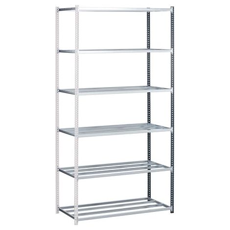 Rayonnages Industri’Pro élément suivant H 250 x L 127 x P 60 cm tôle d'acier galvanisé gris - Maxiburo