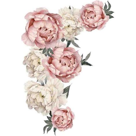 Pivoine Rose Fleurs Stickers Muraux Art Nursery Stickers Nursery (1/4)