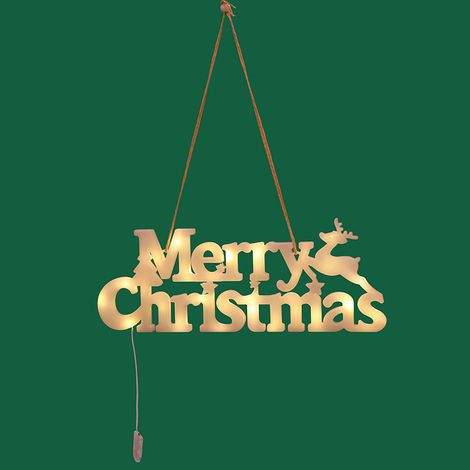 Panneau lumineux "Joyeux Noël" LED blanc chaud, guirlande lumineuse de Noël, décoration murale, tailles uniques, lot en boîte. (1/4)