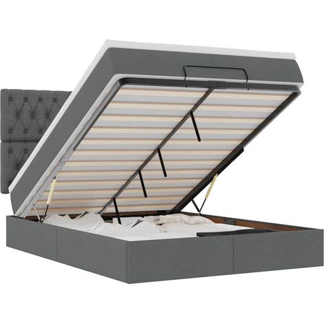 Maison Exclusive - Estructura cama otomana colchón tela gris oscu